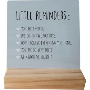 Little Reminders You are Enough Desk Wood Plaque Sign with Wooden Stand,Dorm Signs for College Girls, Cute Inspirational Signs Decor for Office Dorm Desk,Back to School Gifts for College Students