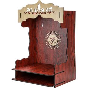 Beautiful Adjustable Wooden Pooja Mandir for Home Temple for Home and Office Pooja Stand Modern Foldable Puja Mandir for Home Wall Medium GoldBrown
