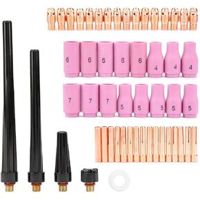 Welding Torch Parts, 53pcs TIG Welding Torch Body Parts Gas Lens Nozzle Collet Cup Kit For WP-9 20 25