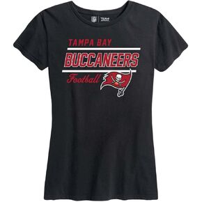 Team Fan Apparel NFL Gameday Women's Relaxed Fit T-Shirt - Rib Neck Contour - Tagless Short Sleeve Tee - Stay Cool & Stylish (Tampa Bay Buccaneers - Black, Womens X-Large)