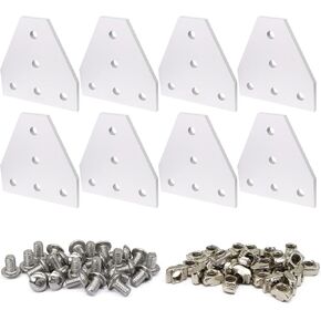 8Sets 10 Series T Connector 1010 Aluminum Extrusion Corner with 8PCS 10 Series Corner Bracket 1 Extruded Aluminum 40PCS Screws 1010 T Nut
