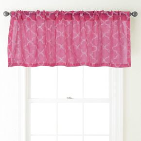 Stratford Park Rod Pocket Printed Curtain Valance, Header Size 1.5", Semi-Sheer, Azalea Pink, Single, Size 54 x 18 (Alex1)