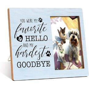 Pet Dog Cat Memorial Photo Frame - You Were My Favorite Hello And My Hardest Goodbye Wooden Tabletop Picture Frame - Memorial Gifts For Loss Of Dog Cat - Pet Frame Sympathy Gift For Dog Cat Owner -67