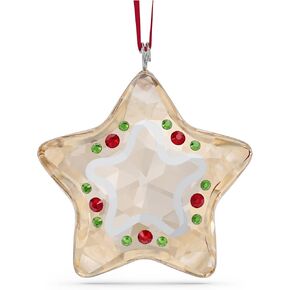 SWAROVSKI Holiday Cheers Star Shaped Hanging Ornament, Gold-Tone, White, Red and Green Crystals, Part of The Holiday Cheers Collection