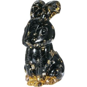 Rockcloud Handmade Lapis Lazuli Crystal Resin Rabbit Figurine Bunny Crystal Stone Statue Animal Carving Sculpture for Home Office Decoration