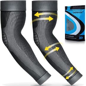 beister Compression Arm Sleeves Elbow Supports,Full Arm Supports Protection for Men & Women (Pair),Non-Slip Sports Arm Braces