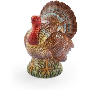 Spode 14oz Turkey-Shaped Gravy Boat with Ladle - Dolomite Thanksgiving Serveware | Large Table Centerpiece | Decorative Serving Bowl | Holiday Soup Bowl, For Thanksgiving Dinner and Festive Meals
