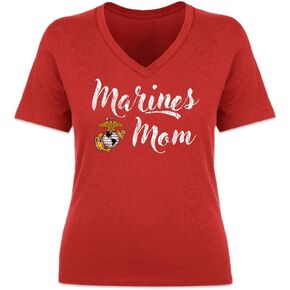 United States Marine Corps Proud Mom V-Neck T-Shirt