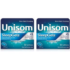 Unisom SleepGels, Nighttime Sleep-aid, Diphenhydramine HCI 50 mg, 32 SoftGels