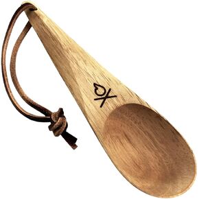Überleben Dursten Kanu Spoon - Handcrafted Wooden Camping Utensil - 100% Natural Hardwood with Micro Carabiner & Leather Lanyard - Traditional Nordic Wood Design - Lightweight & Durable