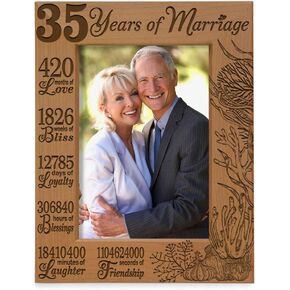 KATE POSH 35 Years of Marriage Picture Frame, Traditional Coral Anniversary for Husband and Wife, Couples (5x7-Horizontal)
