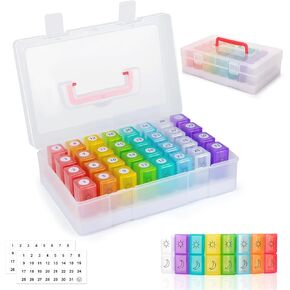 Yewltvep Monthly Pill Organizer 2 Times a Day, 30 Day Pill Organizer 2 Times a Day, Monthly Pill Organizer 2X a Day with Travel Case, Month Pill Box Organizer with 32 Daily Compartments, Pill Holder