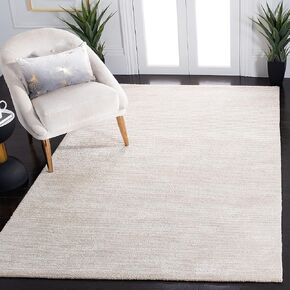 SAFAVIEH Himalaya Collection Area Rug - 5' x 8', Ivory, Handmade Solid Wool & Viscose, Ideal for High Traffic Areas in Living Room, Bedroom (HIM152A)