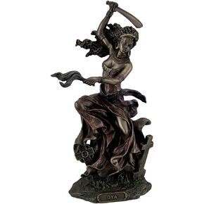 Veronese Design 9.5 Inch Oya Orisha of Wind and Transformation Cold Cast Resin Antique Bronze Finish Altar Statue