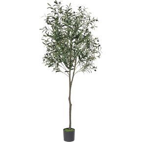 VIAGDO Artificial Olive Tree 4.6ft Tall Fake Potted Olive Silk Tree with Planter Large Faux Olive Branches and Fruits Artificial Tree for Modern Home Office Living Room Floor Decor Indoor, 624 Leaves