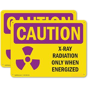 (2 Pack) X-Ray Radiation Only When Energized With Symbol OSHA Caution Radiation Sign 5 Inch X 3.5 Inch Vinyl Label Decal Sticker Weather Resistant, UV Protected for Workplace, Made in the USA