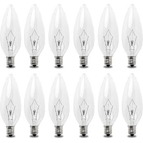 Seentech 12 Pack 25W 120V E12 Base B10 CTC Incandescent Light Bulbs, Transparent Candle Light Bulbs Perfect for Chandeliers, Ceiling Fan Lights, Pendants, Fireplace, Dimmable, Warm White 2700K