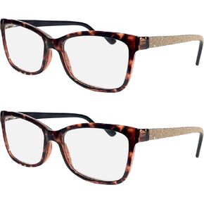 2 pack Women's Premium Lightweight Readers – Anti Blue Light Reading Glasses with UV Protection