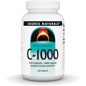 Source Naturals C-1000, With Rose Hips 1000 mg For Immune System Support - 100 Time Release Tablets