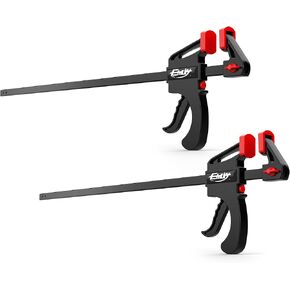 Bar Clamps for Woodworking, One-Handed Clamp/Spreader, 24-Inch Wood Clamps Set, Light-Duty Quick-Change F Clamp with 130 lbs Load Limit, 2-Pack