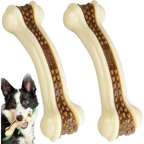 SPEREELER Dog Chew Toys for Aggressive Chewers, 2 Pack Real Beef Flavor,Indestructible Dog Teething Chew Toys for Large/Medium/Small Puppies Breed,Tough Dog Toy with Durable Nylon
