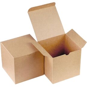 Xxcxpark 16 PCS Brown Kraft Gift Boxes 8x8x4 Inches, Decorative Party Favor Kraft Paper Gift Packaging Box with Lid for DIY Crafting, Cube, Cupcake, Kraft Present Boxes for Birthday, Wedding