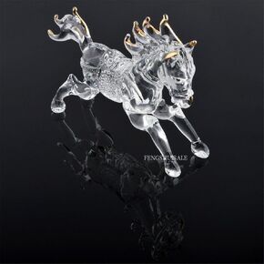 One Feng Shui Crystal Glass Success Horse Sculpture Zodiac Horse + Free Red String Bracelet L1022