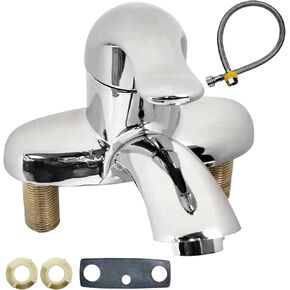 Bathroom Single Handle Faucet Low Arc Centerset Lavatory Vanity Sink Faucet with Faucet Supply Lines