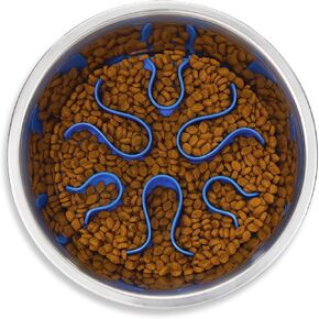 Outward Hound Stainless Steel Fun Feeder Slo Bowl - Slow Feeder Dog Bowl