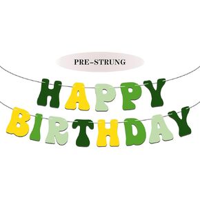 Pre-Strung Rainbow Happy Birthday Banner - NO DIY - Colorful Rainbow Birthday Party Banner Decorations, Colorful Glitter Birthday Party Garland Decor