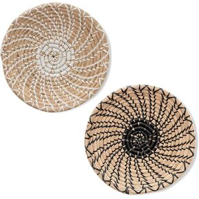 TTS For Home Woven Basket Wall Decor Set of 2 (30cm/11.8in) - Rattan Wall Decor - Wicker Wall Art - Woven Fruit Basket - Seagrass Decorative Bowl - Unique Wall Art