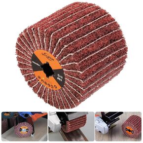 Non-Woven Wheel Surface Conditioning Tool, 80 Grit 120 x 100 x 19 mm Abrasive Drawing Polishing Wheel with Sandpaper for Wood Metal Burnishing Wheel 4.7"x 4"
