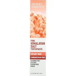 Desert Essence Pink Himalayan Salt Toothpaste Creamy Mint, Fluoride Free, 6.25 Ounce (Pack of 3)