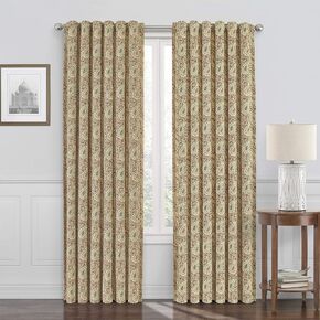 Waverly Paisley Verveine Rod Pocket Single Panel Privacy Window Treatment Living Room, 52" x 84", Bayberry