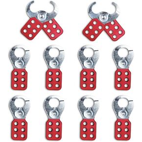 10Pcs Lockout Tagout Hasp, Safety Insulation Padlock Hasp with 6 Holes Interlock, Aluminium Loto Hasp Tag Lock Hasp for Multiple Management (1.5 inch Inside Jaw Diameter)