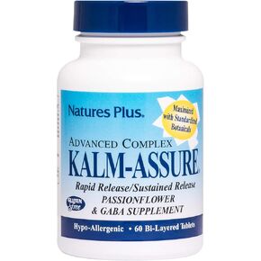 Natures Plus Kalm-Assure - 60 Bi-Layered Tablets - Supports Relaxation with Passionflower, GABA, Chamomile & Magnesium - Gluten Free & Vegan - 60 Servings