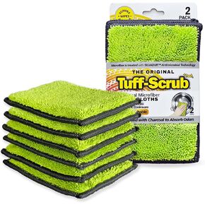 Fresh Professional Microfiber Sponge Cloths, Fabric Treated with SILVADUR Advanced Odor Control Technology and Charcoal-Infused Foam, 6-Pack Sponge Cloths