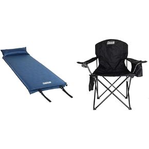Coleman Self-Inflating Sleeping Pad with Pillow, 2.5in Thick Camping Sleep Pad, No Air Pump Required, Compression Straps Included for Easy Deflation