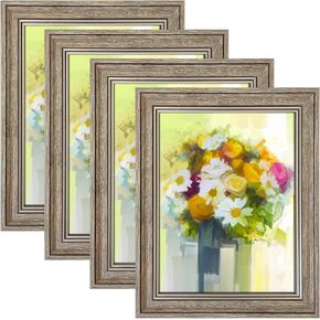 LUCKYLIFE 5x7 Picture Frame Set of 4, Rustic Farmhouse Picture Frames for Table or Wall Hanging