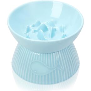 Kopmath Ceramic Slow Feeder Dog Bowls for Small Dogs and Cats, Elevated Dog Bowl, Stop Bloat and Choking, No Black Chin, Easy to Clean，Raised Puzzle Pet Food Bowl for Puppy, 1 Cup for Small Breeds