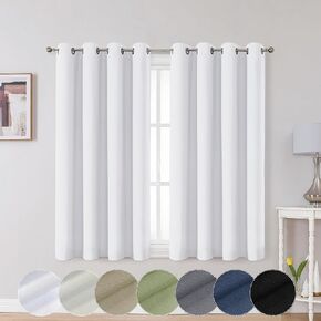 OWENIE Maya 100% Blackout Curtains 84 Inch Length 2 Panels Set, Solid Warm Thick Thermal Insulated Energy Saving Grommets Window Panels for Bedroom & Living Room, 2 Panels (Each 52 W x 84 L, White)