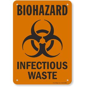 SmartSign 10 x 7 inch “Biohazard - Infectious Waste" Sign with Symbol, Digital Printing, 55 mil HDPE Plastic, Black and Orange