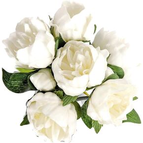 14" Real Touch Latex Peony Bunch Artificial Spring Flowers for Home Decor, Wedding Bouquets, and centerpieces (6 PCS) (Wine)