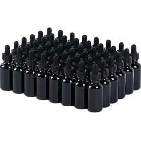 48 Pcs, 1oz Glass Dropper Bottle, Leakproof Tincture Bottles with Dropper, Black Reusable Eye Dropper Bottle for All Kinds of Liquids (Black,1oz-48pcs)