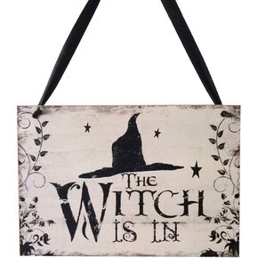 TINKSKY Halloween Welcome Sign Hanging Tag with Witch Hat Pattern Decoration Props for Door Window Bar Shopping Malls Halloween Decorations