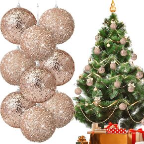 Libima 8 Pcs 4 Inch Christmas Ball Ornaments Glitter Christmas Ornaments Large Hanging Christmas Balls for Xmas Tree Home Decorations Holiday Party Decor (White)