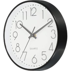 PATIKIL 8 Inch Round Wall Clock, Battery Operated Silent Non-Ticking Wall Clocks for Office Bedroom Kitchen Decor, White