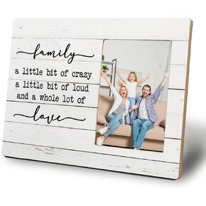 Funny Family Picture Frames 4x6, Gifts for Family Members Mom Dad Son Daughter Grandma Grandpa, Family Gifts Ideas, Family a Little Bit Crazy Photo Frame