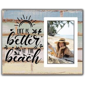 Beach Picture Frame, Gifts For A Beach Lover, Beach-Themed Gifts, Beach-Themed Room Decor, Beach House Decor, Nautical Ocean Theme Family Picture 4x6 In Photo Frame, Travel Souvenir Photo Frames