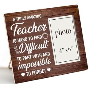 Nurawo Teacher Appreciation Gift Thank You Teacher Gifts a Amazing Teacher Picture Wooden Frame Keepsake Gifts (4x6 Inch Photo)